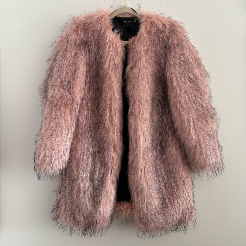 Zara Pink Faux Fur Jacket